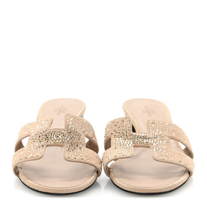 Hermes Suede Goatskin Crystal Oasis Sandals 36 Rose Nude 3 of 9