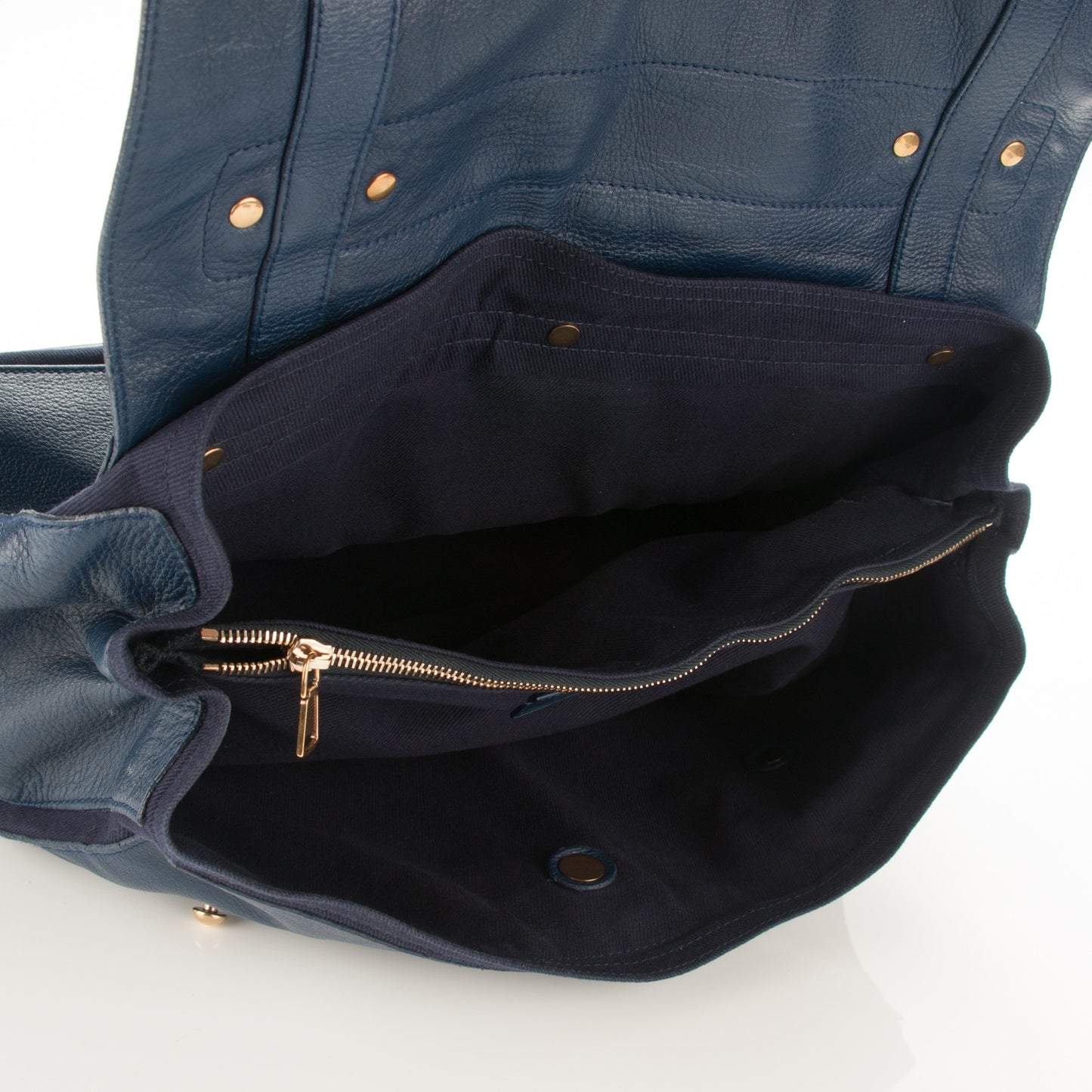 Calfskin Canvas Large Muse Two Navy