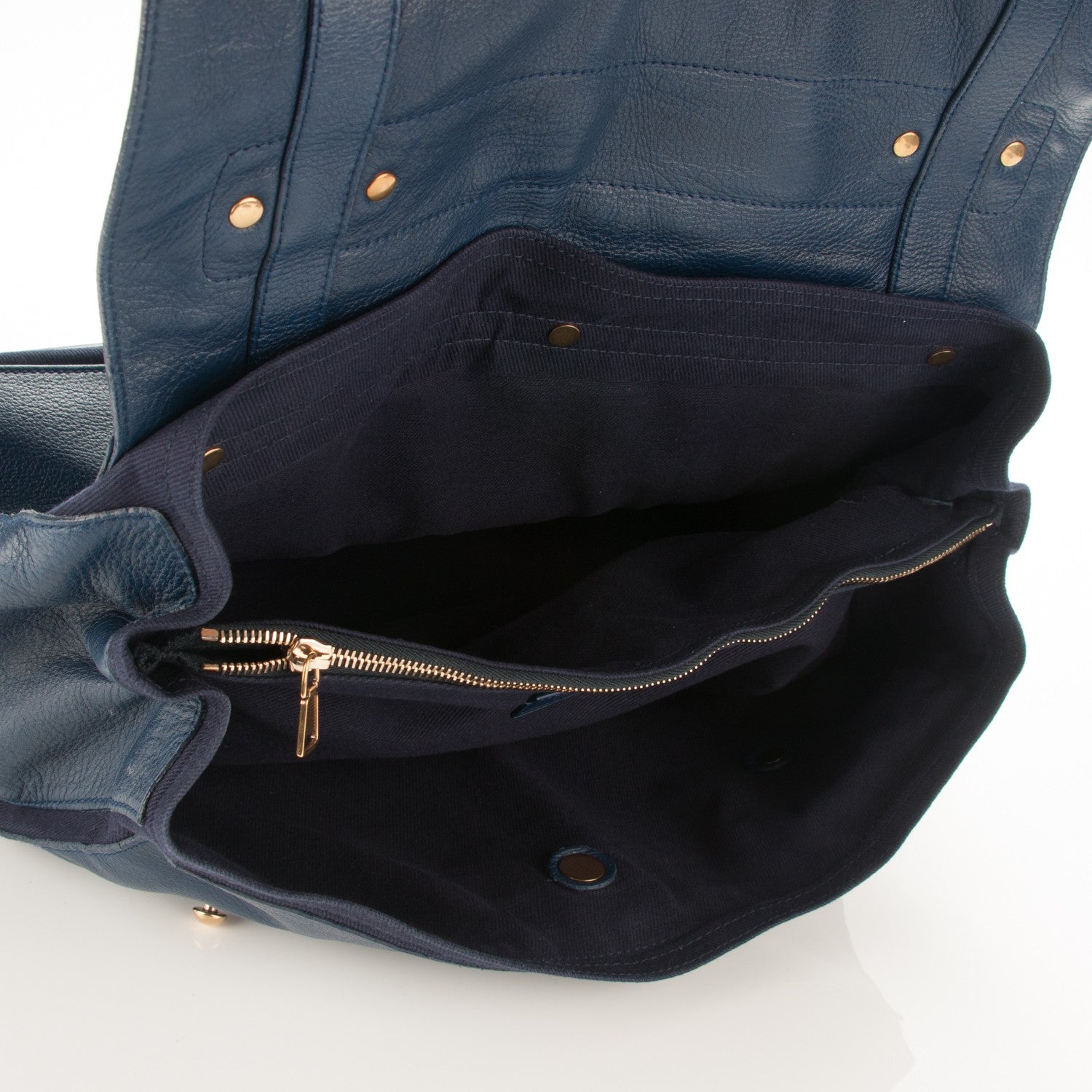 Saint Laurent Calfskin Canvas Large Muse Two Navy 5 of 8