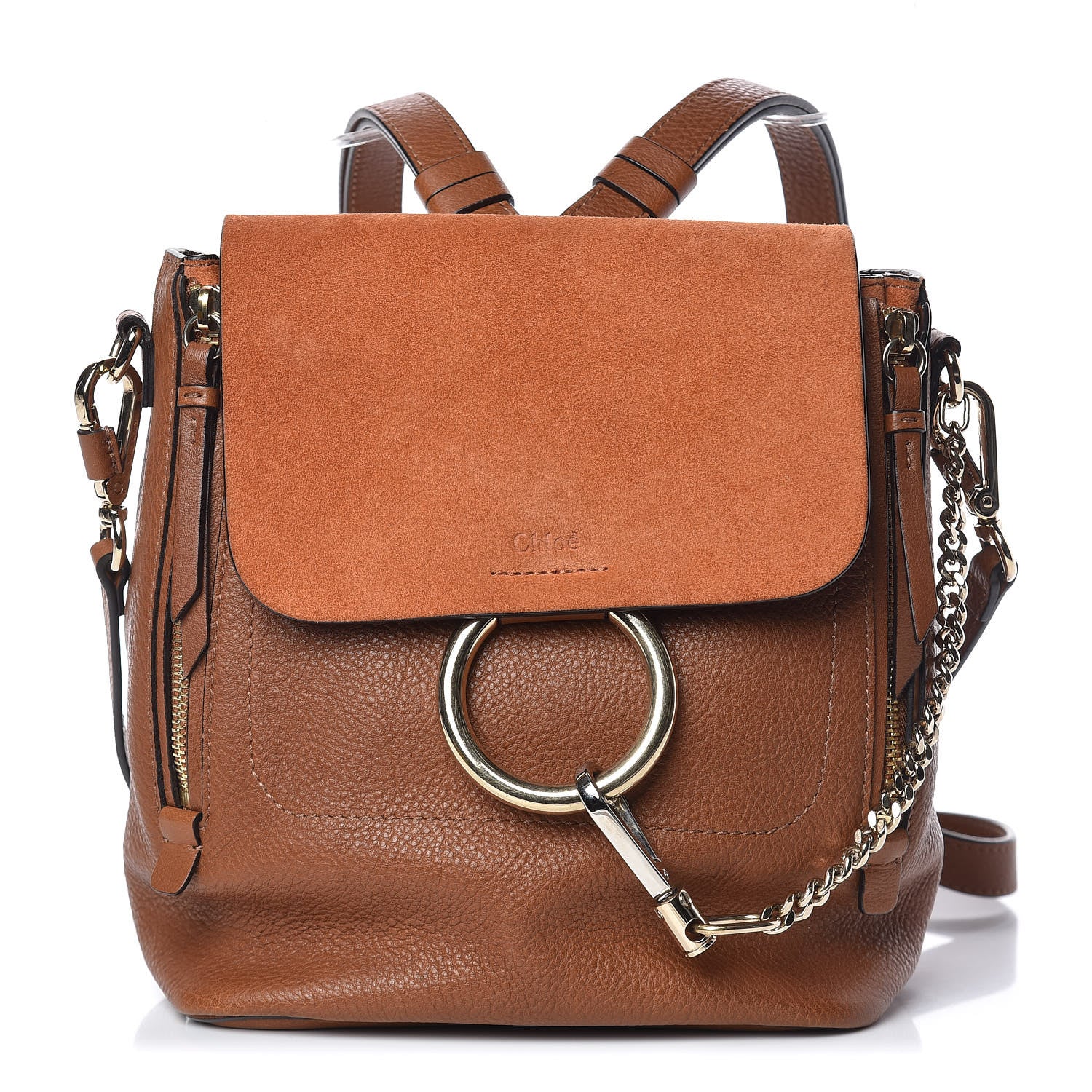 Chloe Suede Calfskin Small Faye Backpack Tobacco 1 of 10