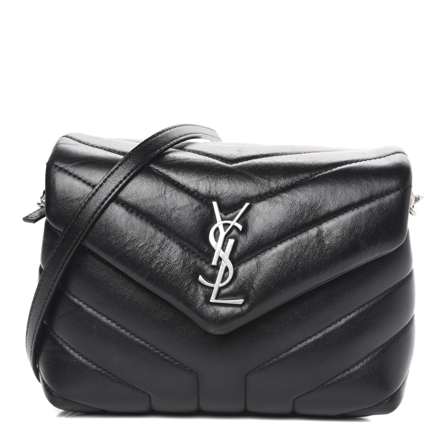 Saint Laurent Calfskin Y Quilted Monogram Toy Loulou Crossbody Bag Black 1 of 10