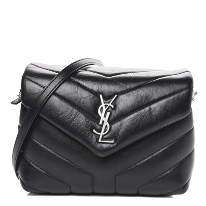 Saint Laurent Calfskin Y Quilted Monogram Toy Loulou Crossbody Bag Black 1 of 10