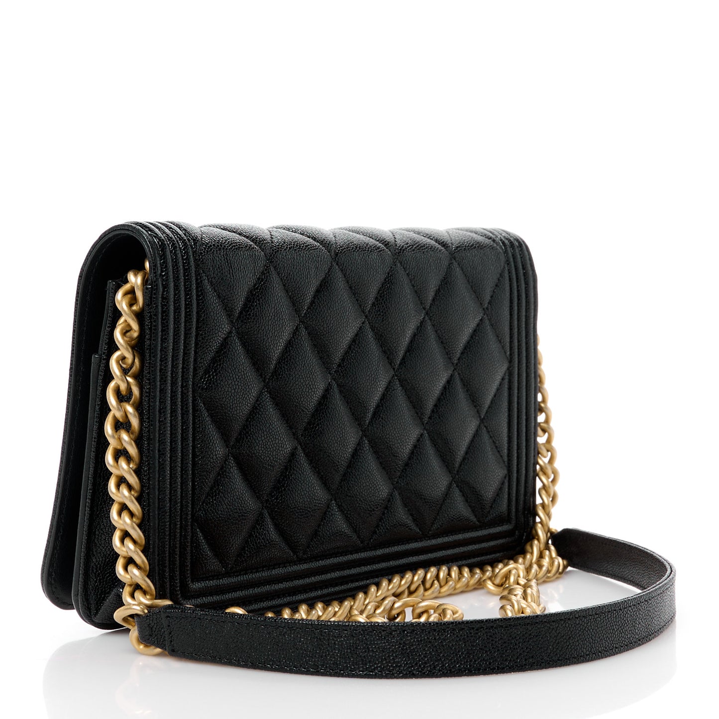 Caviar Quilted Boy Wallet On Chain WOC Black