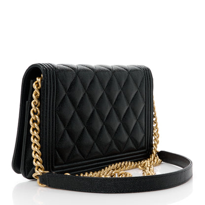 Chanel Caviar Quilted Boy Wallet On Chain WOC Black 3 of 12