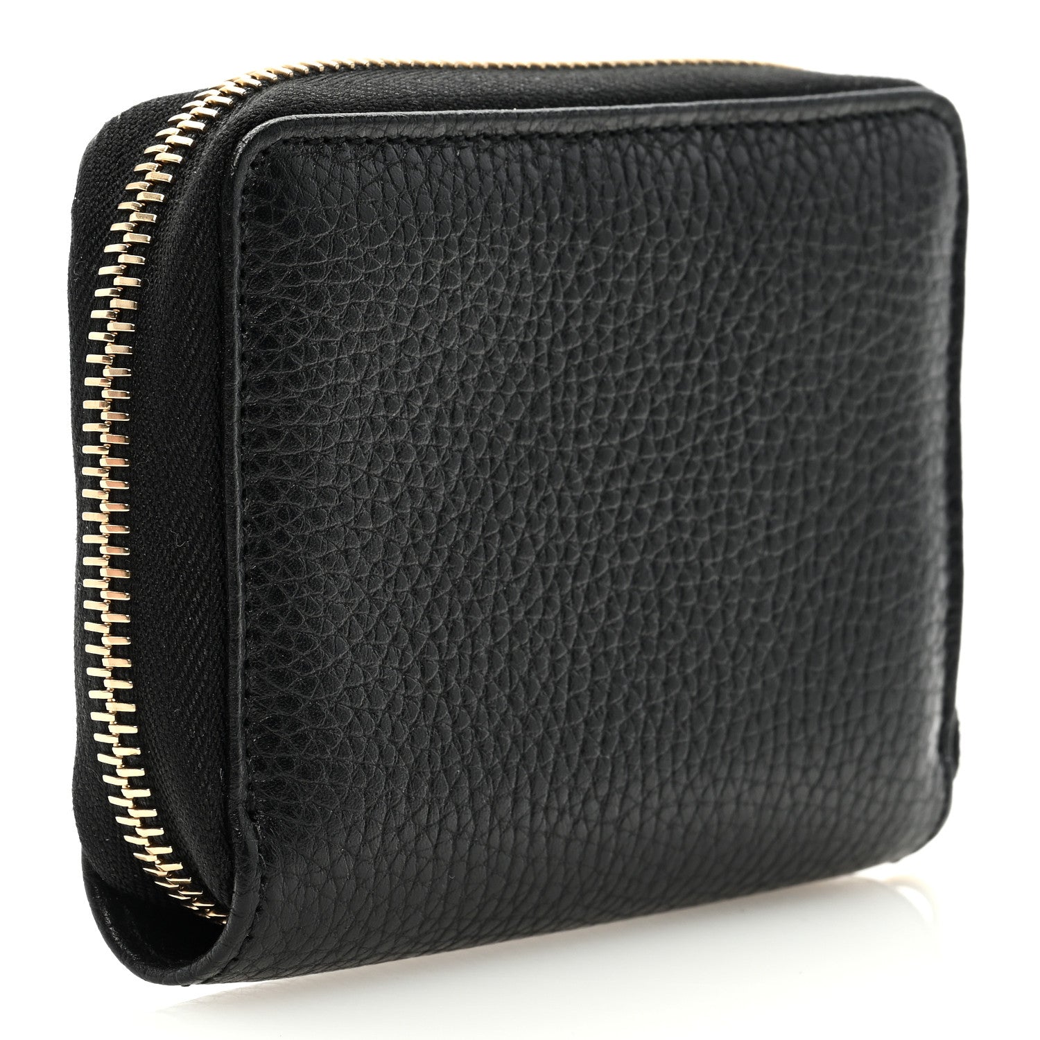 Gucci Pebbled Calfskin Soho Compact Disco Zip Around Wallet Black 3 of 6