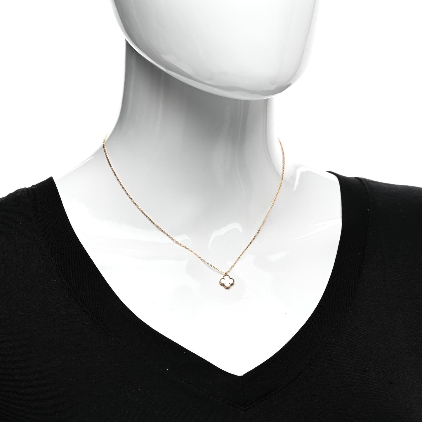 18K Yellow Gold Mother of Pearl Sweet Alhambra Pendant Necklace