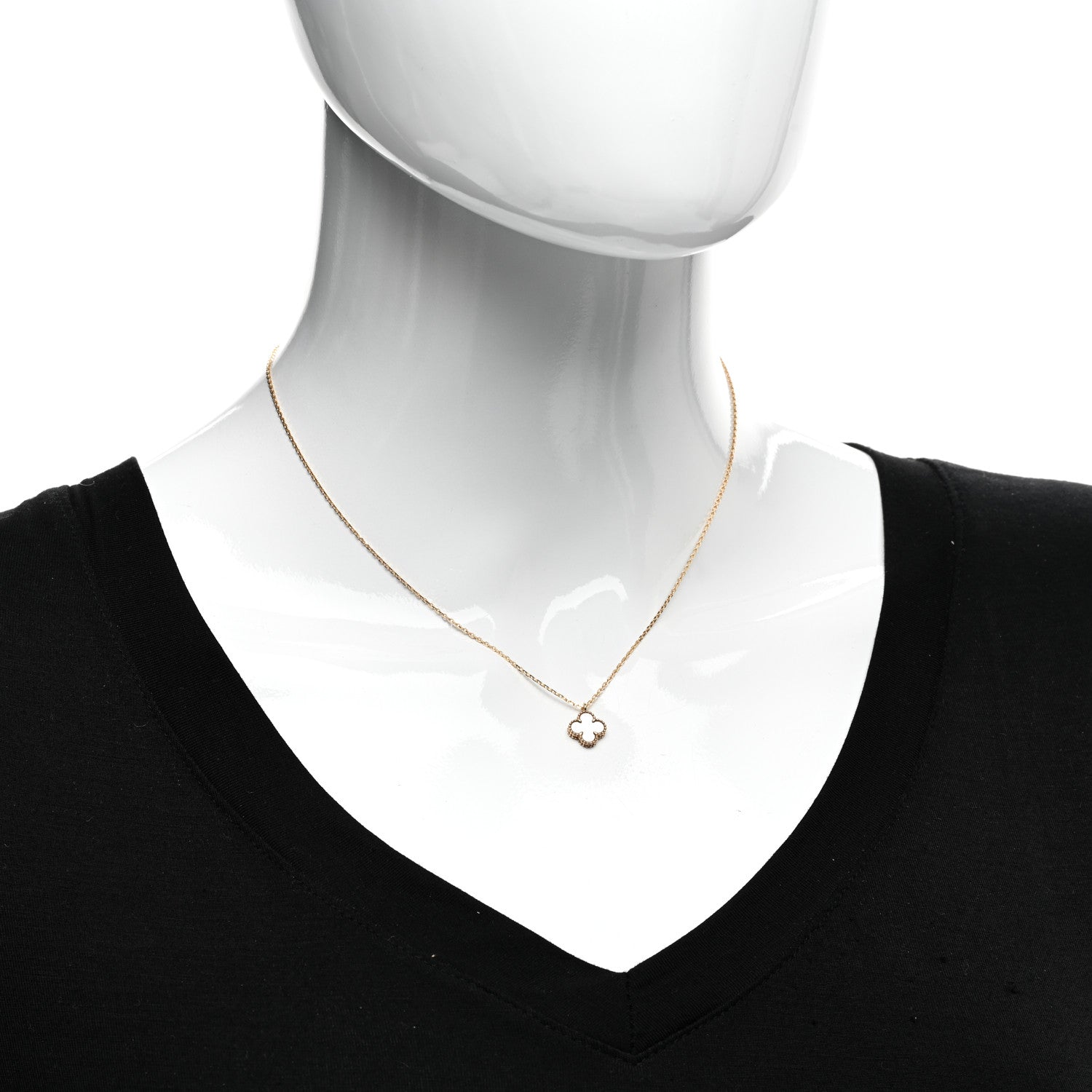 Van Cleef & Arpels 18K Yellow Gold Mother of Pearl Sweet Alhambra Pendant Necklace 2 of 6
