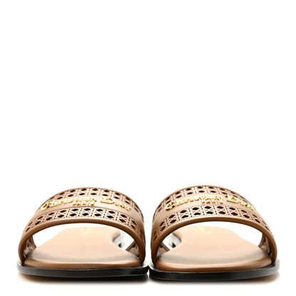 Christian Dior Calfskin Lambskin Micro Cannage D-Lane Flat Slide Sandals 39.5 Camel 3 of 9