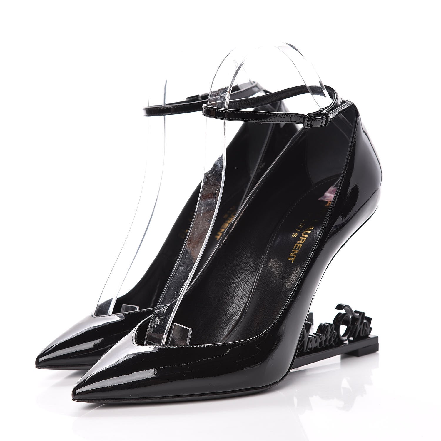 Saint Laurent Patent Opyum Appelle Moi Ankle Strap Pump 38 Black 3 of 10