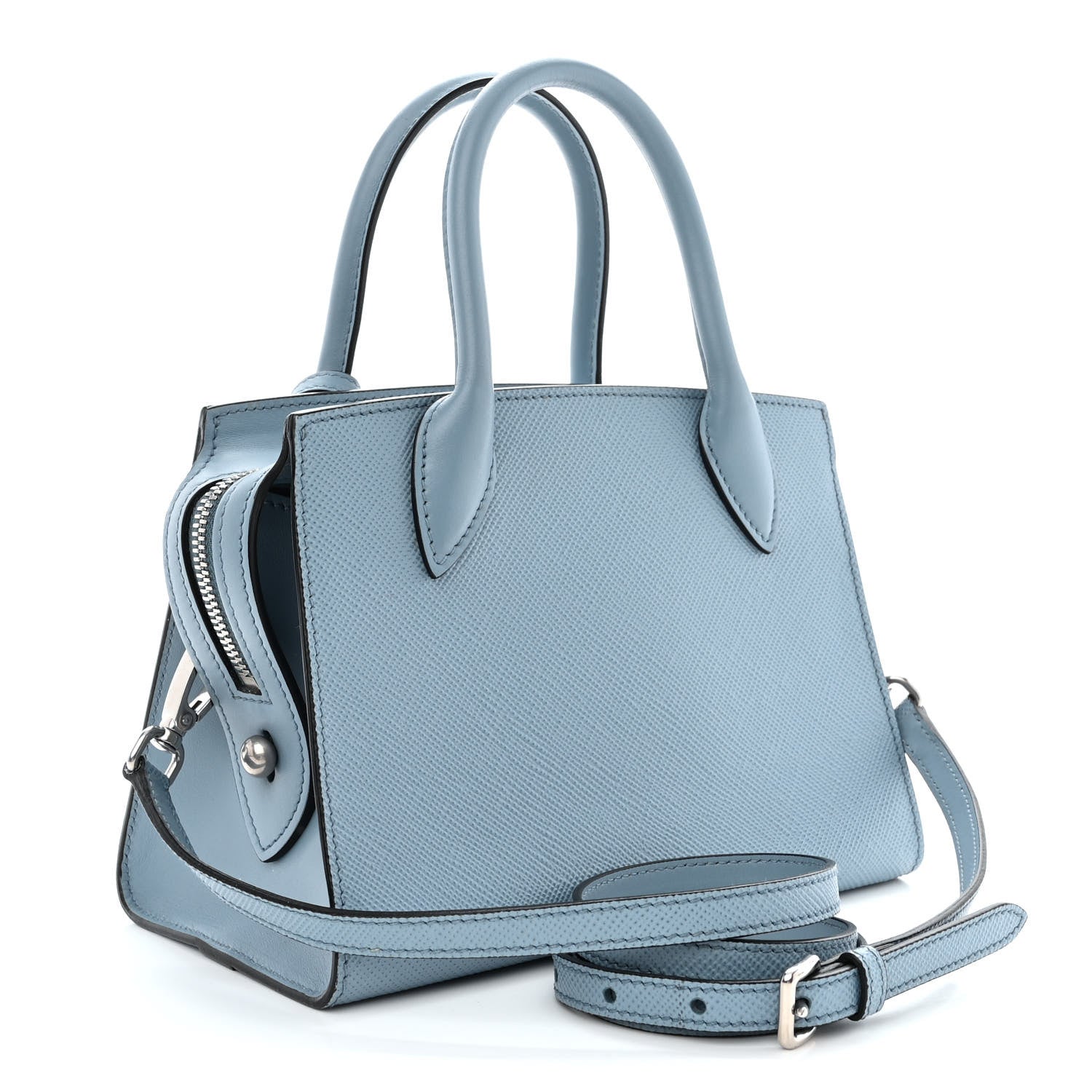 Prada Saffiano Cuir Calfskin Mini Monochrome Top Handle Tote Astrale 3 of 11