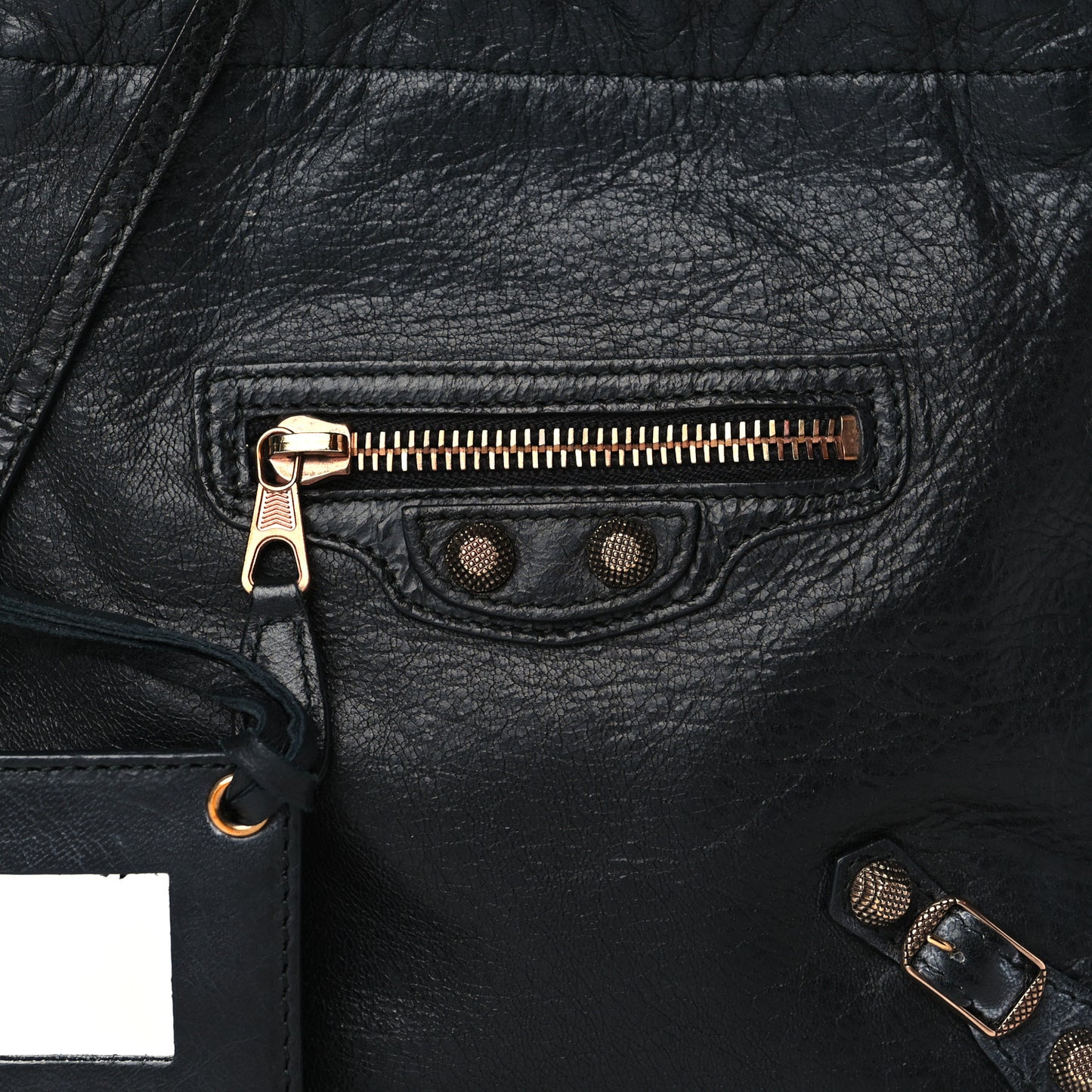 Agneau Giant 12 Rose Gold Hardware Mini Move On Black