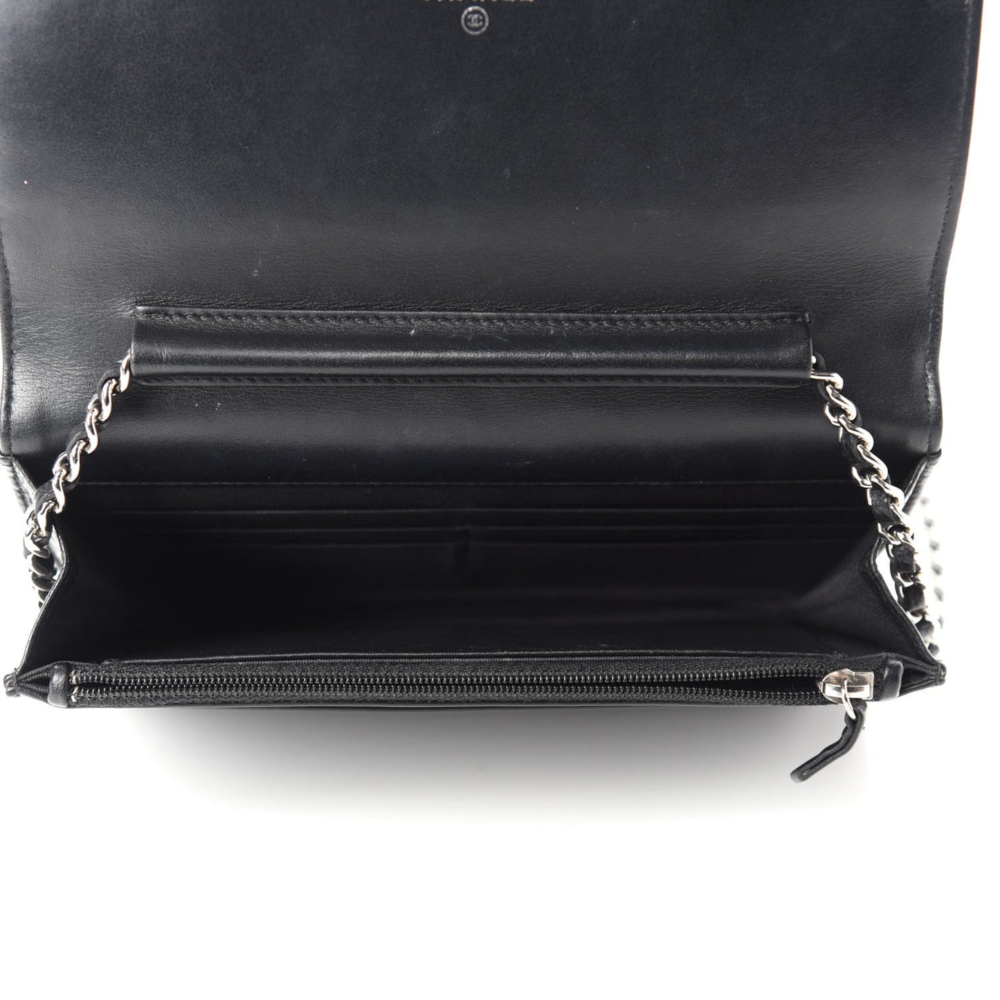 Caviar Quilted Diamond CC Wallet On Chain WOC Black