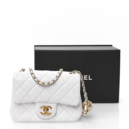 Chanel Lambskin Quilted Mini Pearl Crush Flap White 14 of 14