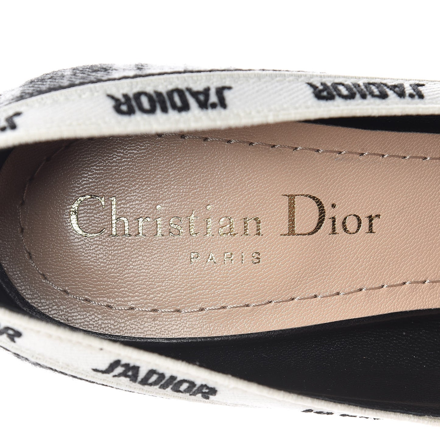 Canvas Ribbon Tartan Print Embroidered J'Adior 100mm Pumps 35 Black Off White