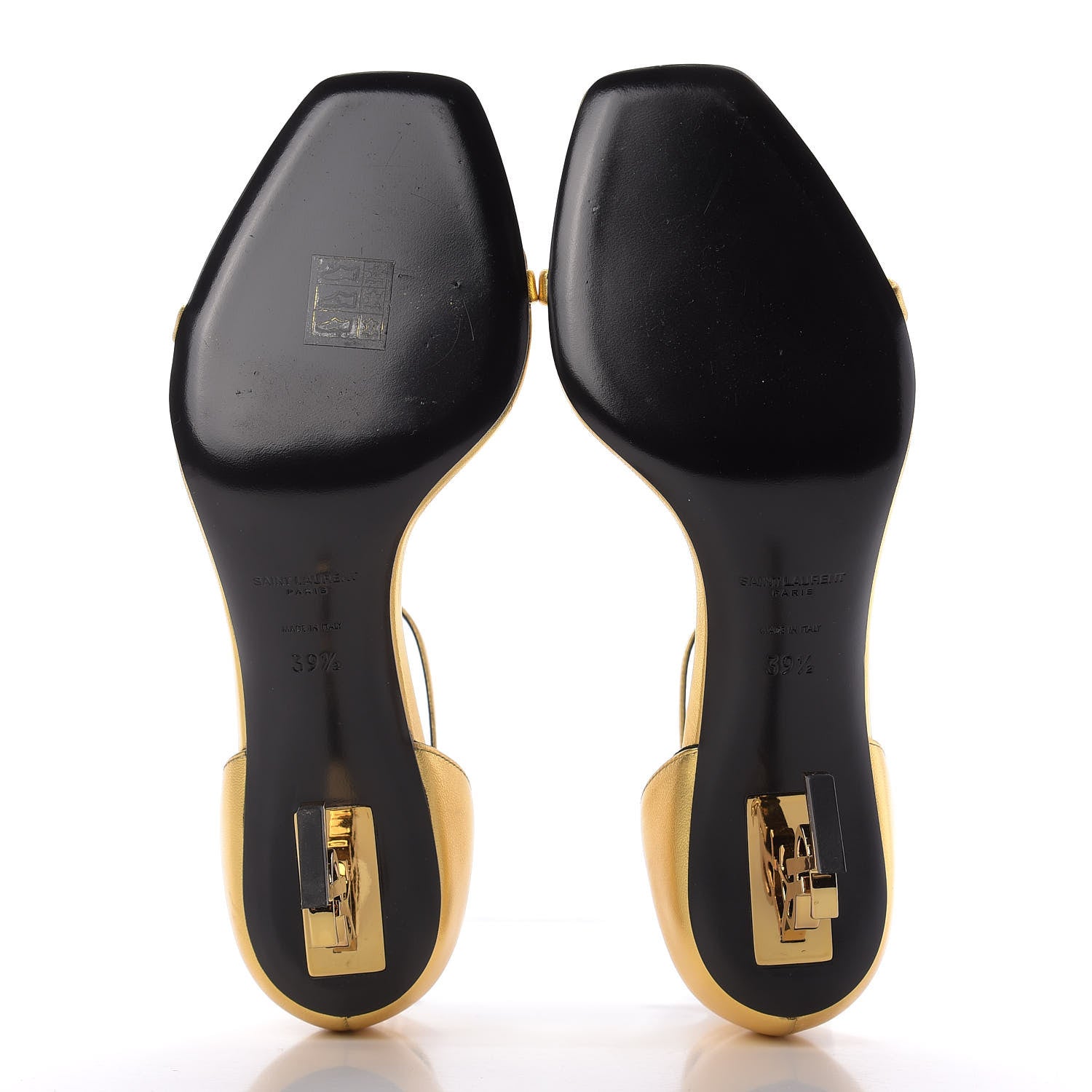 Saint Laurent Calfskin Opyum Sandals 39.5 Oro 5 of 10