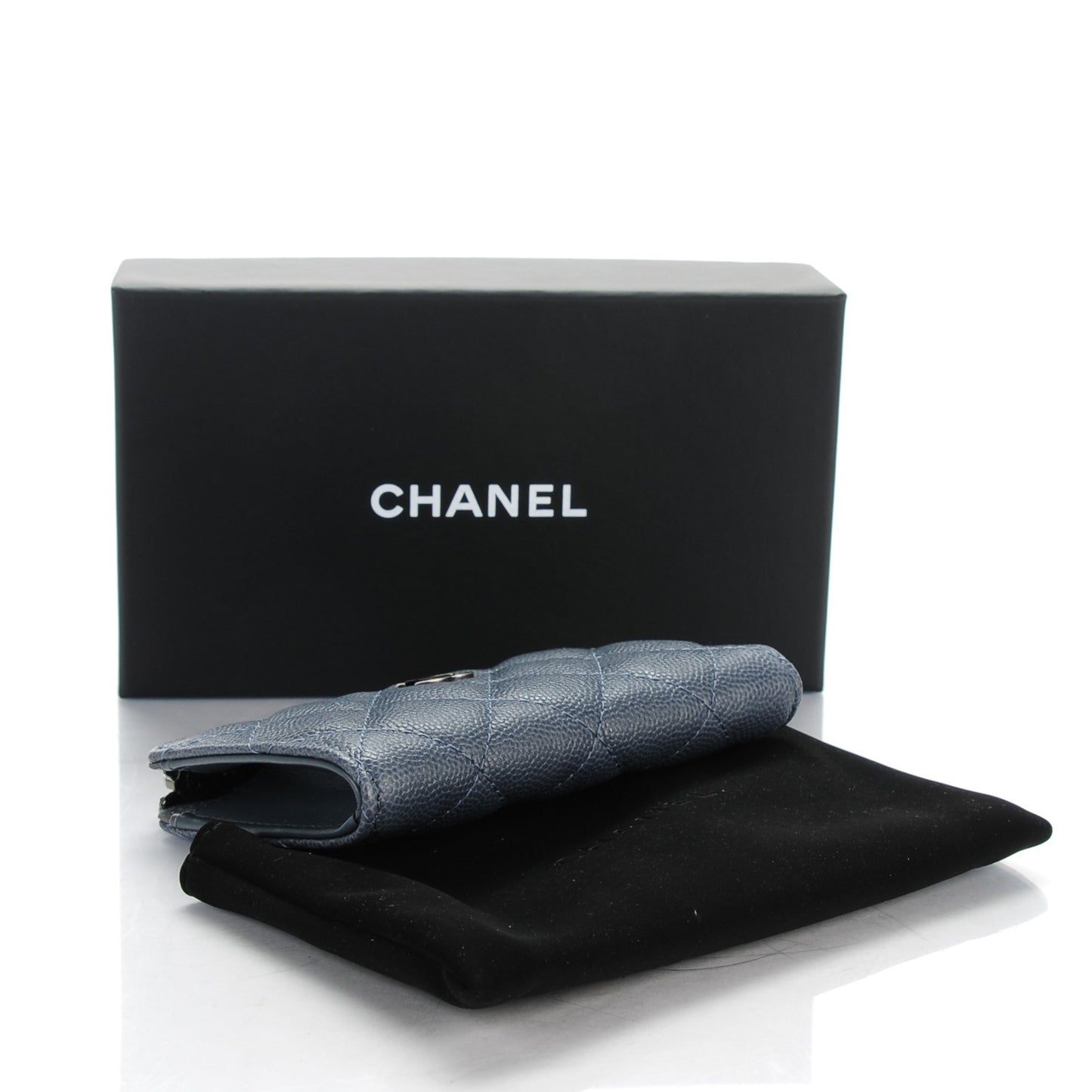 Caviar Quilted Key Holder Case Grey