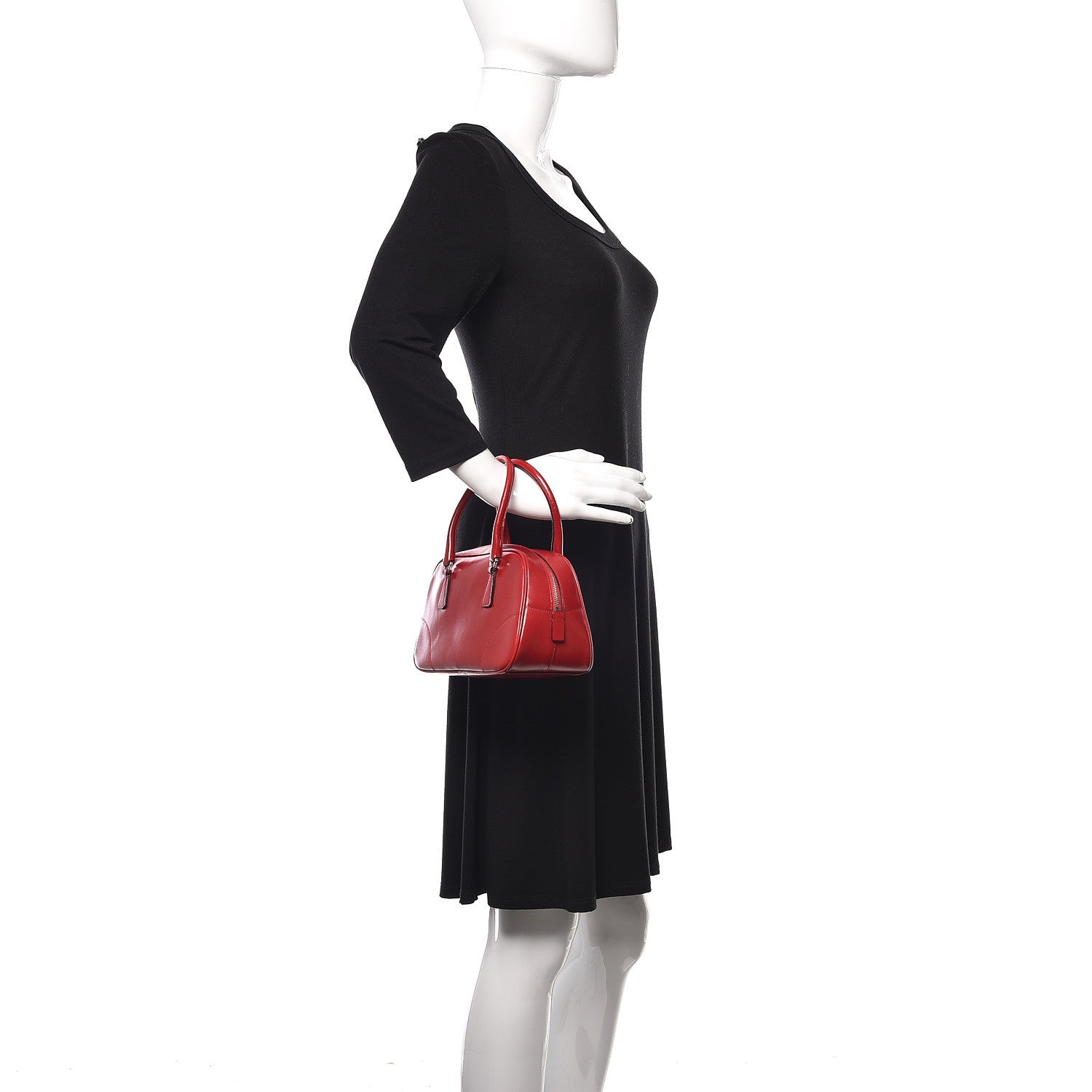 Prada Vitello Lux Mini Bowling Bag Rosso 2 of 18