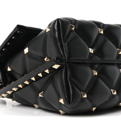 Valentino Garavani Lambskin VLTN Print Candystud Top Handle Bag Black 8 of 9