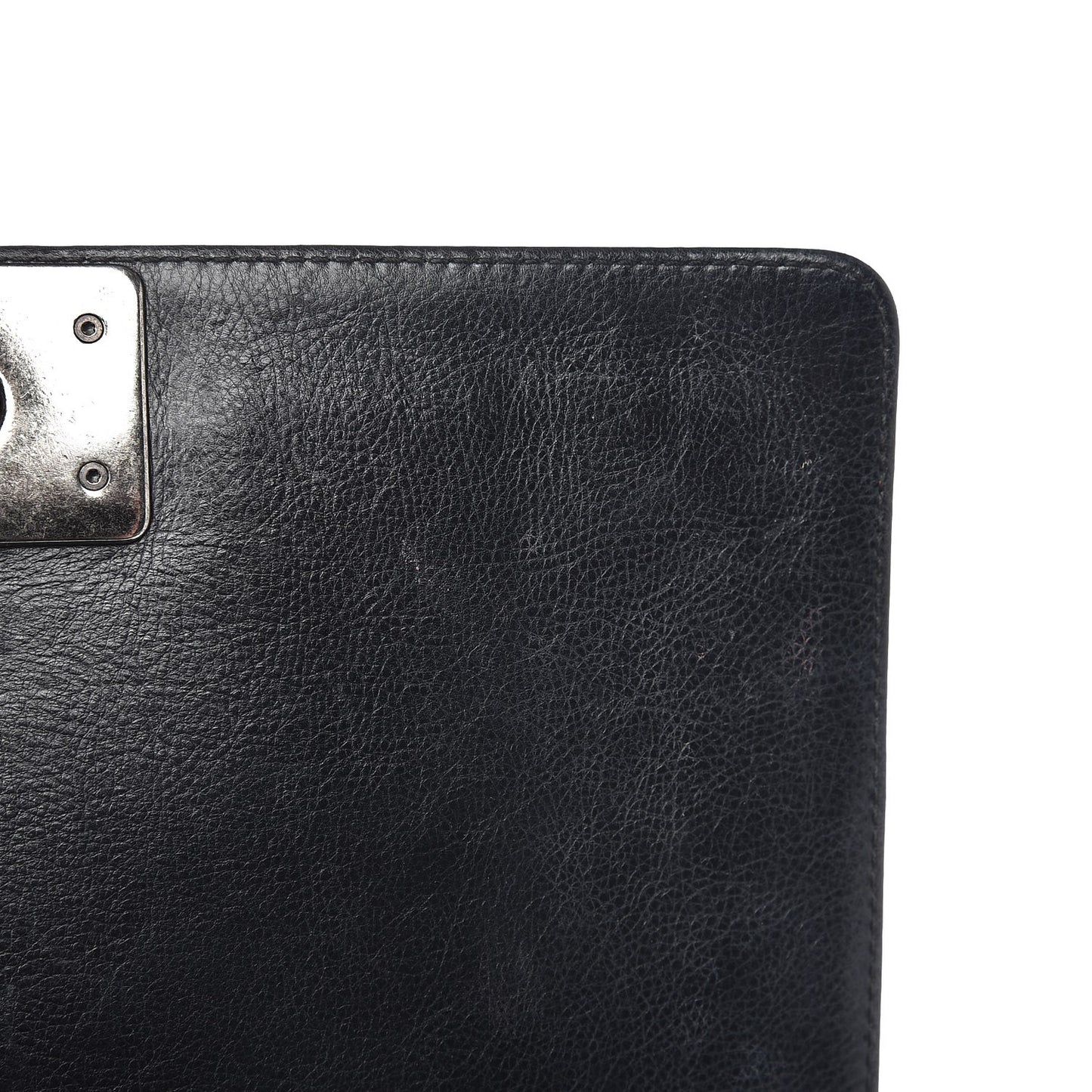 Calfskin Double Stitch Medium Boy Flap Black