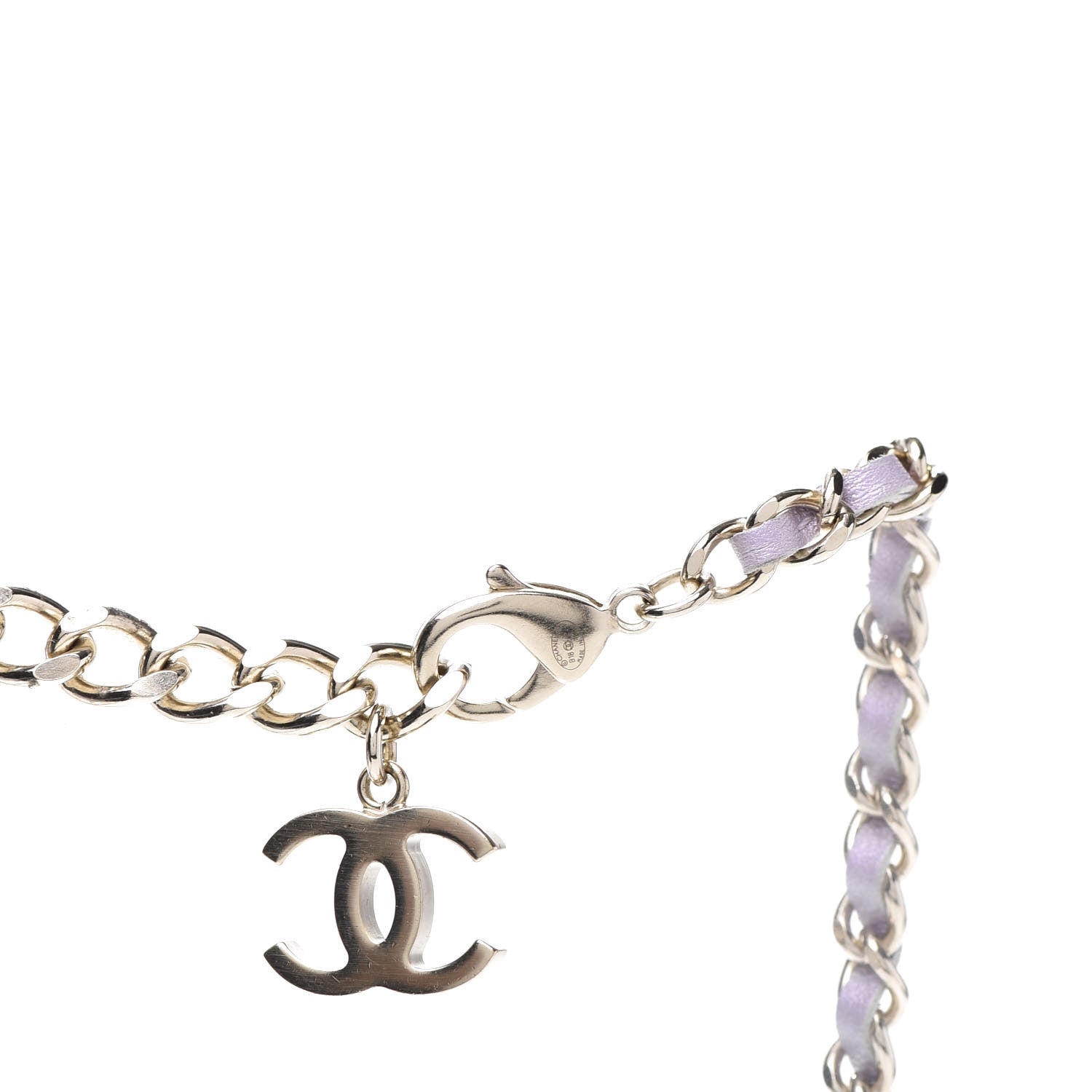 Chanel Calfskin Metal Padlock Necklace Gold Iridescent Purple 5 of 6