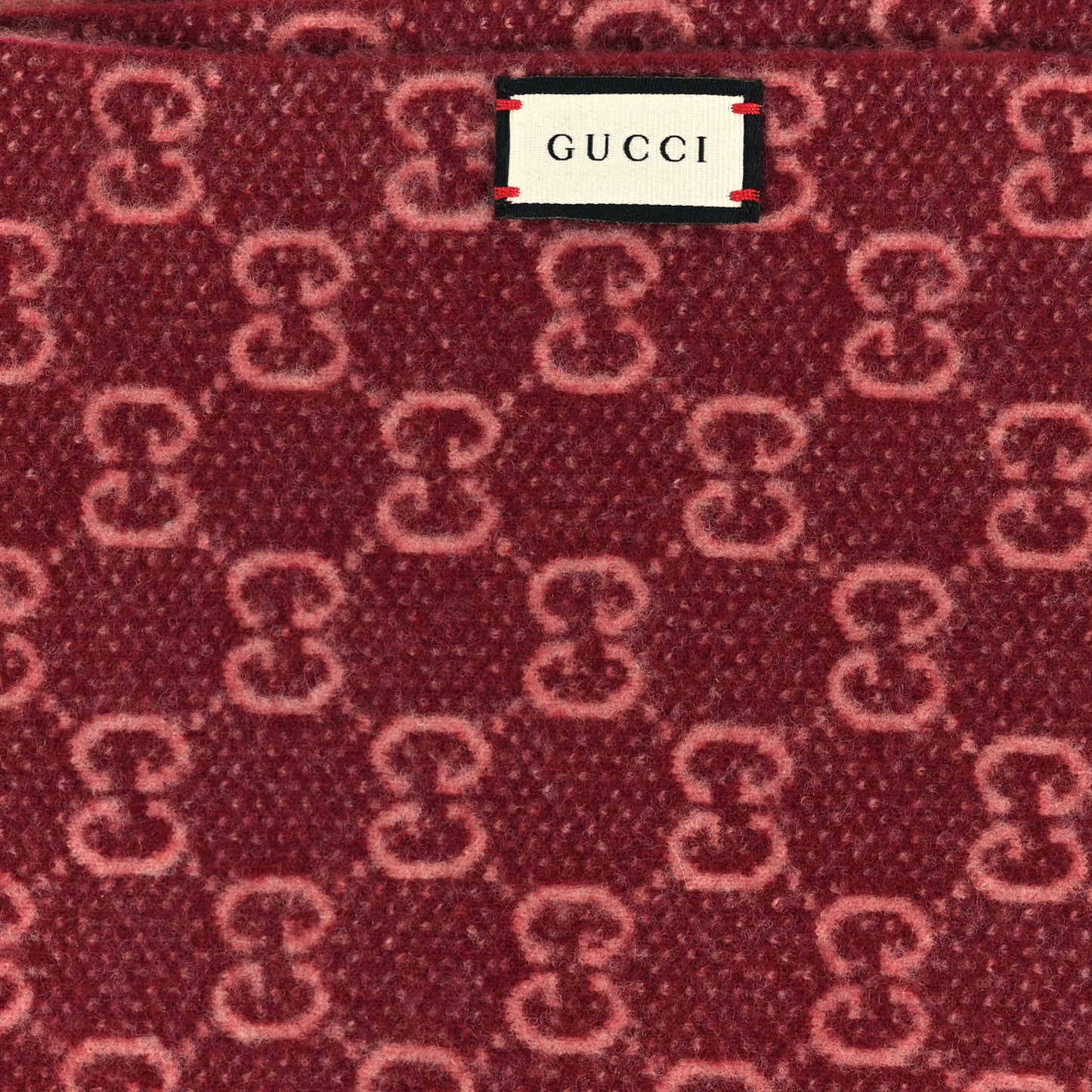 Wool Tricot GG Monogram Lady Longfog Scarf Roseate Bordeaux