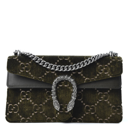Gucci Velvet Moon Calfskin Crystal GG Monogram Small Dionysus Shoulder Bag Dark Olive Rose Gold 1 of 8