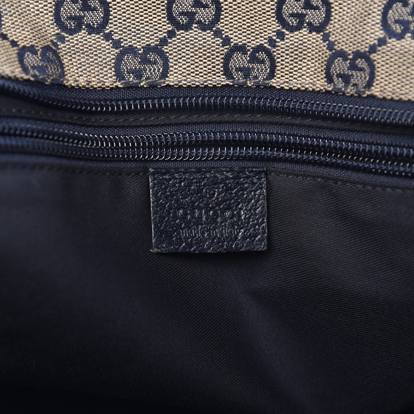 GG Monogram Medium Web Handle Bucket Tote Navy Blue