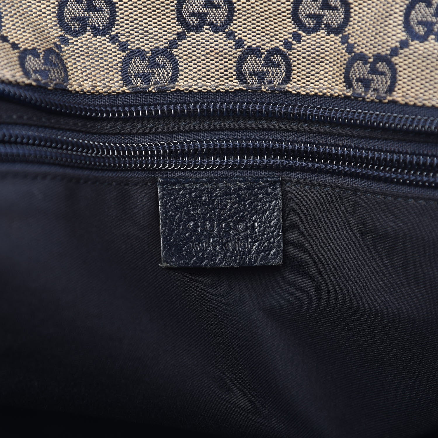 Gucci GG Monogram Medium Web Handle Bucket Tote Navy Blue 6 of 9