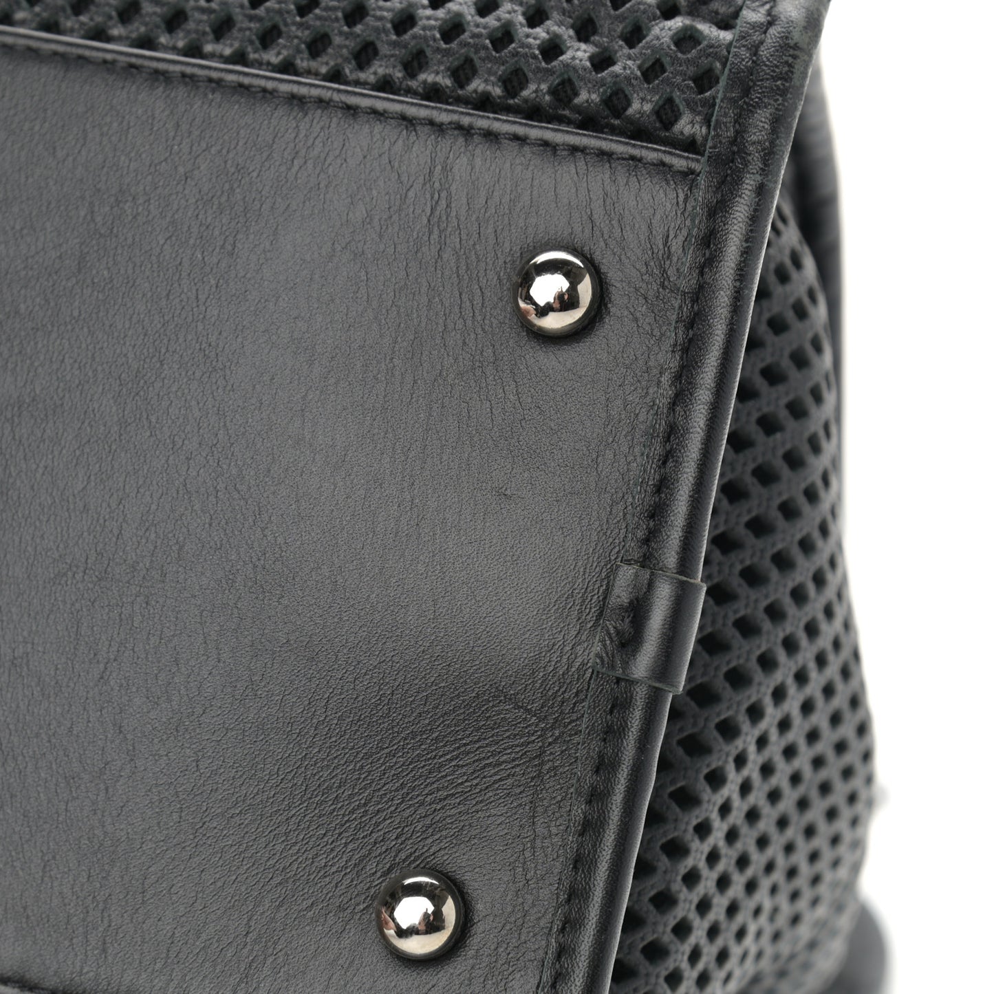 Calfskin Perforated Up In The Air Tote Black