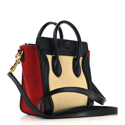 Celine Drummed Calfskin Nubuck Nano Tri-Color Luggage Ruby 3 of 11