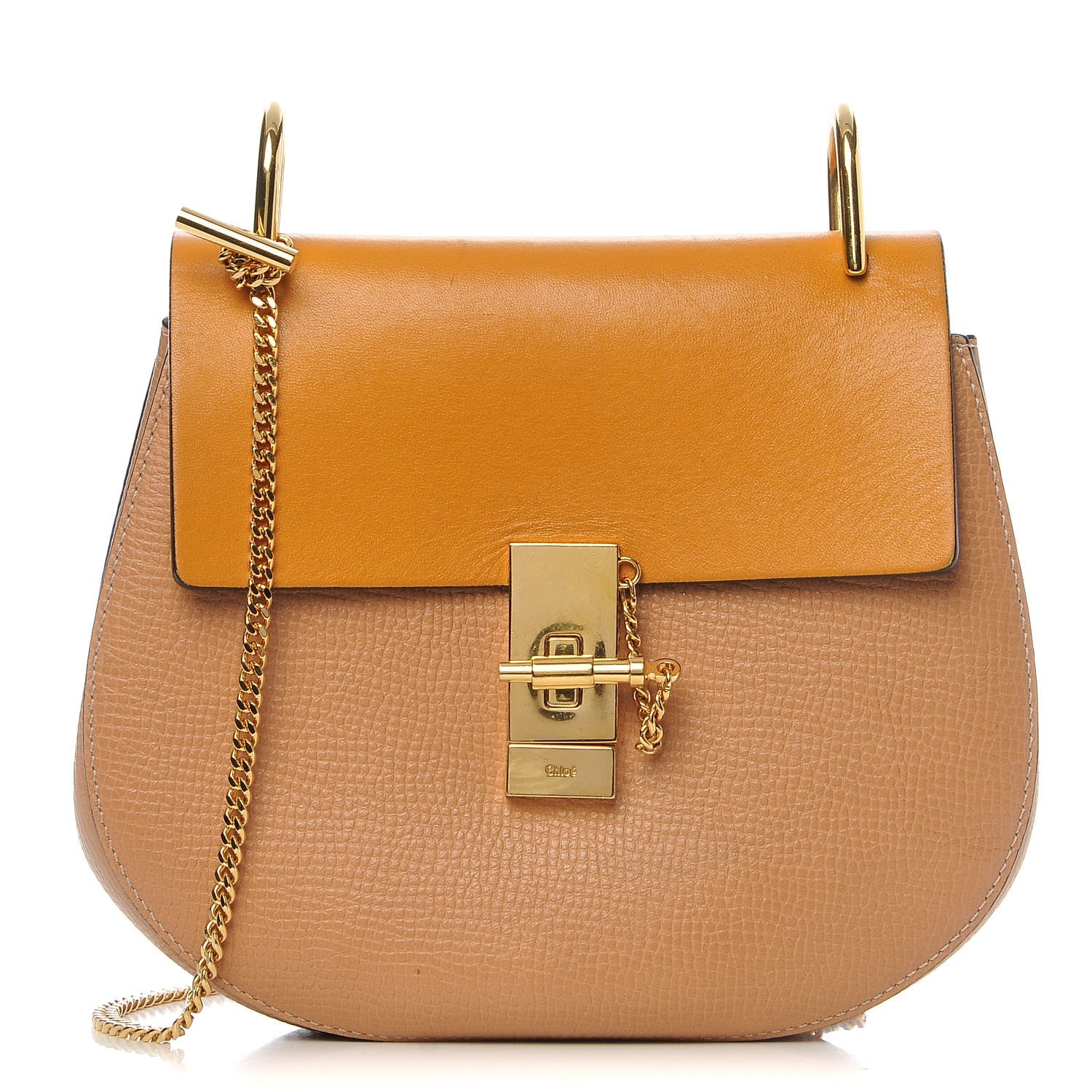 Chloe Grained Calfskin Lambskin Drew Shoulder Bag Wet Sand Sunflower 1 of 11
