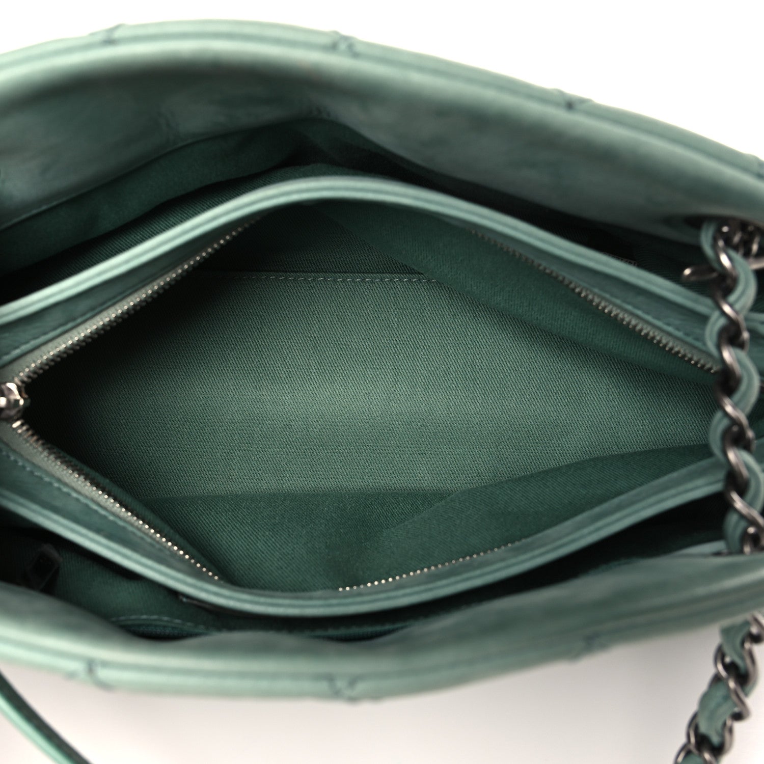 Chanel Iridescent Calfskin Medium Just Mademoiselle Bowler Green 5 of 9