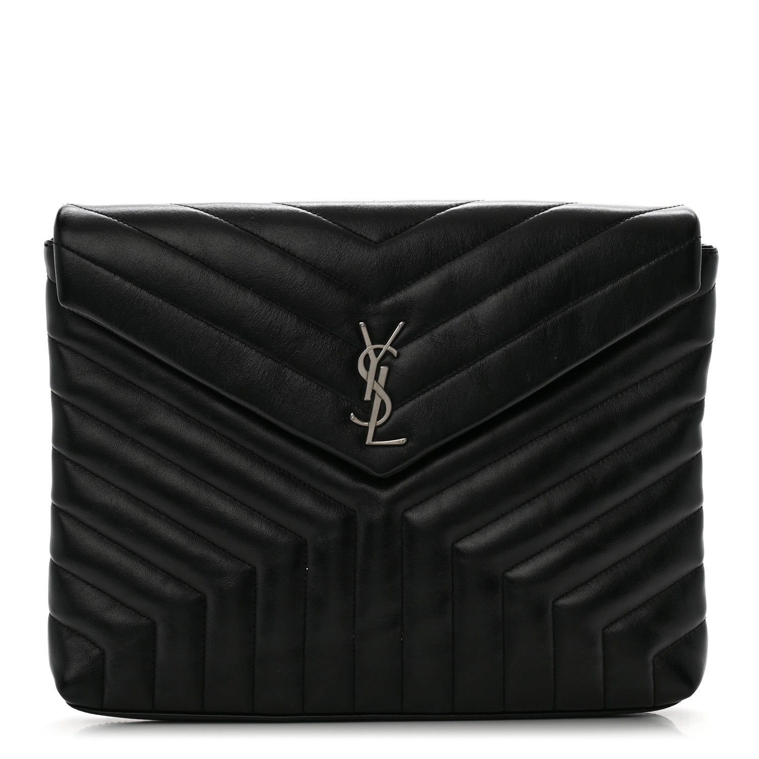 Saint Laurent Calfskin Y Quilted Monogram Loulou Document Holder Black 2 of 25