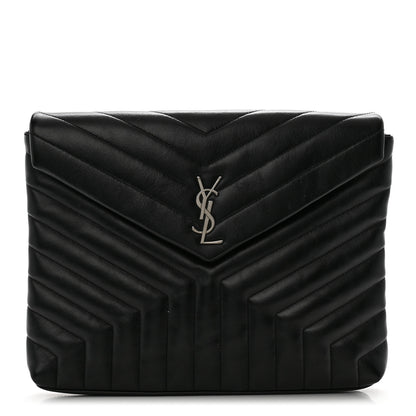 Saint Laurent Calfskin Y Quilted Monogram Loulou Document Holder Black 2 of 25