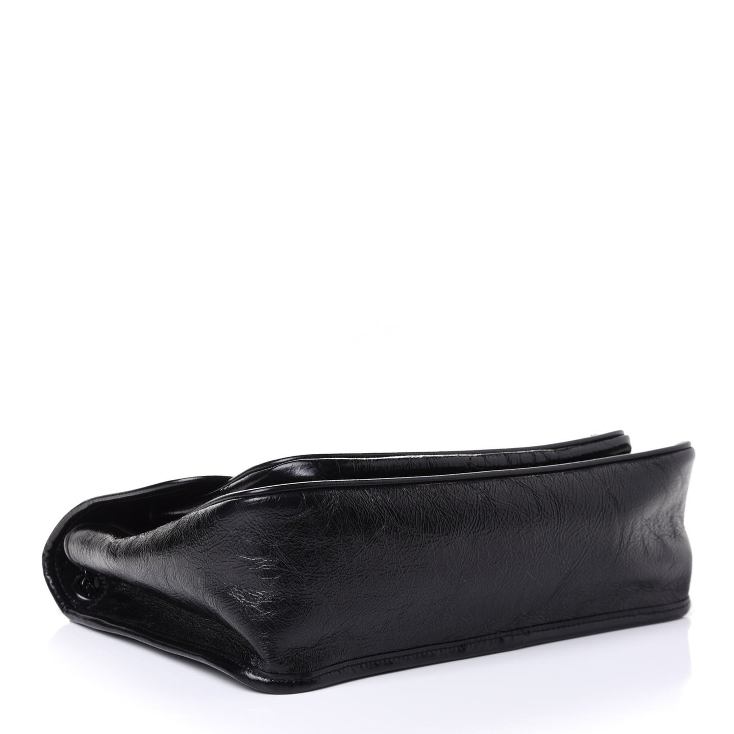 Crinkled Calfskin Matelasse Monogram Medium Niki Chain Satchel Black