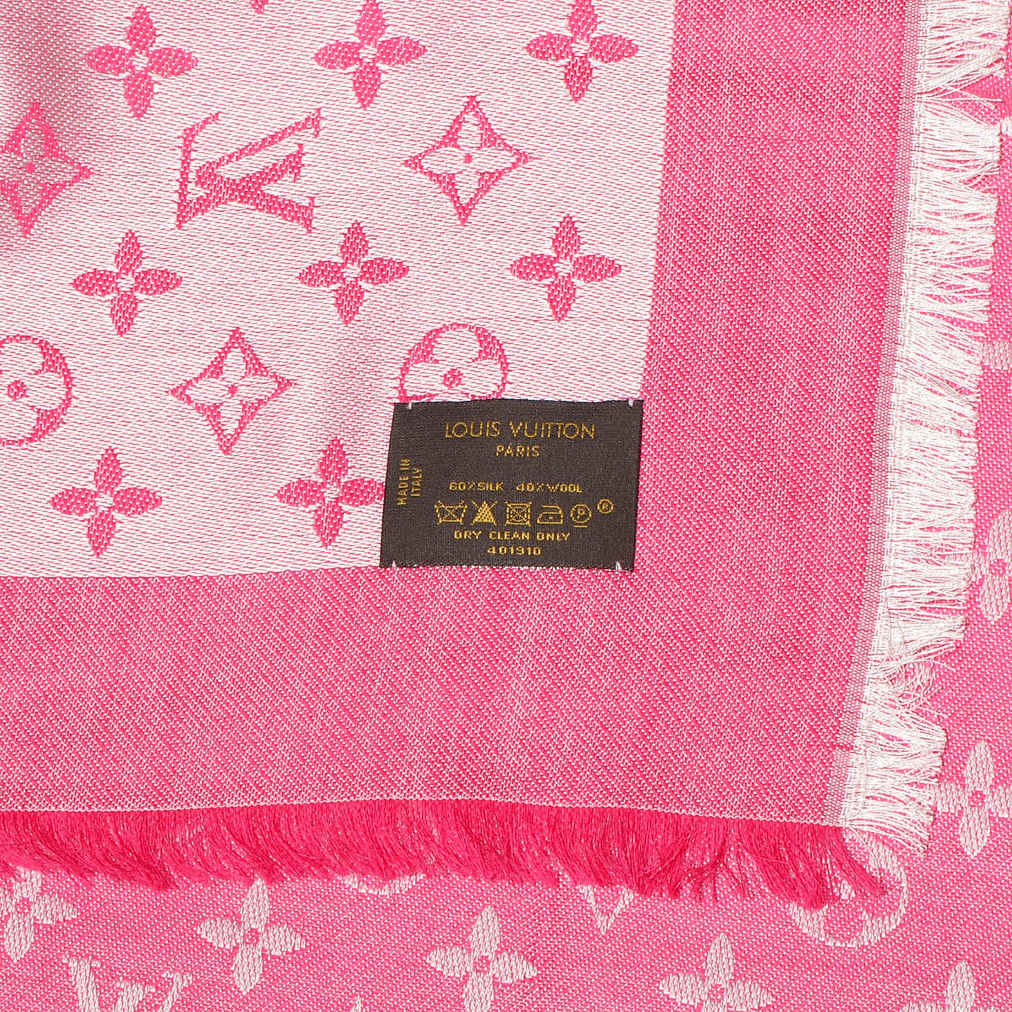 Wool Silk Monogram Denim Shawl Pivoine