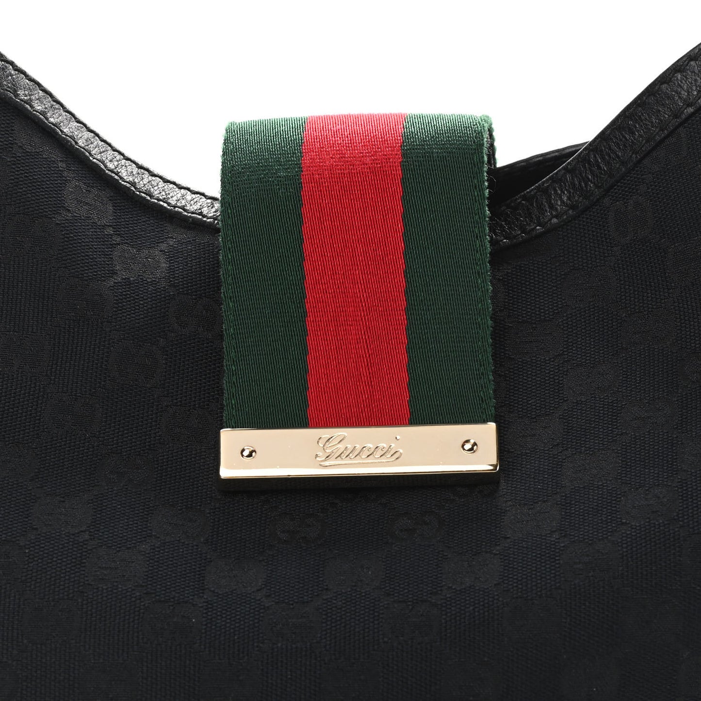 Monogram Large New Ladies Web Hobo Black