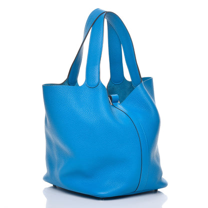 Hermes Taurillon Clemence Picotin Lock 26 GM Bleu Zanzibar 3 of 7