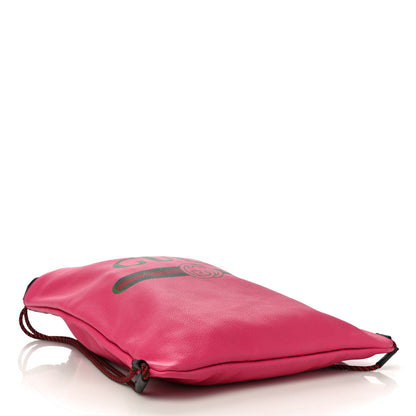 Gucci Grained Calfskin Logo Drawstring Backpack Box Pink Green Black 5 of 11