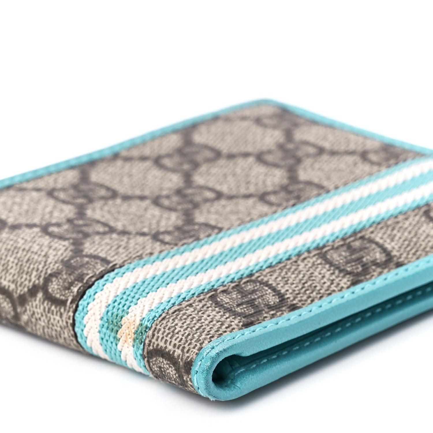Gucci GG Plus Monogram Web Bi-Fold Wallet Blue Beige 11 of 13