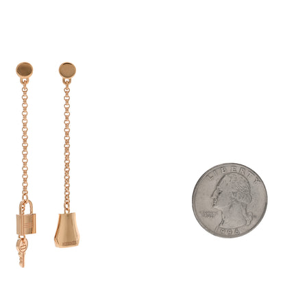 Hermes 18K Rose Gold Kelly Clochette Earrings 2 of 5