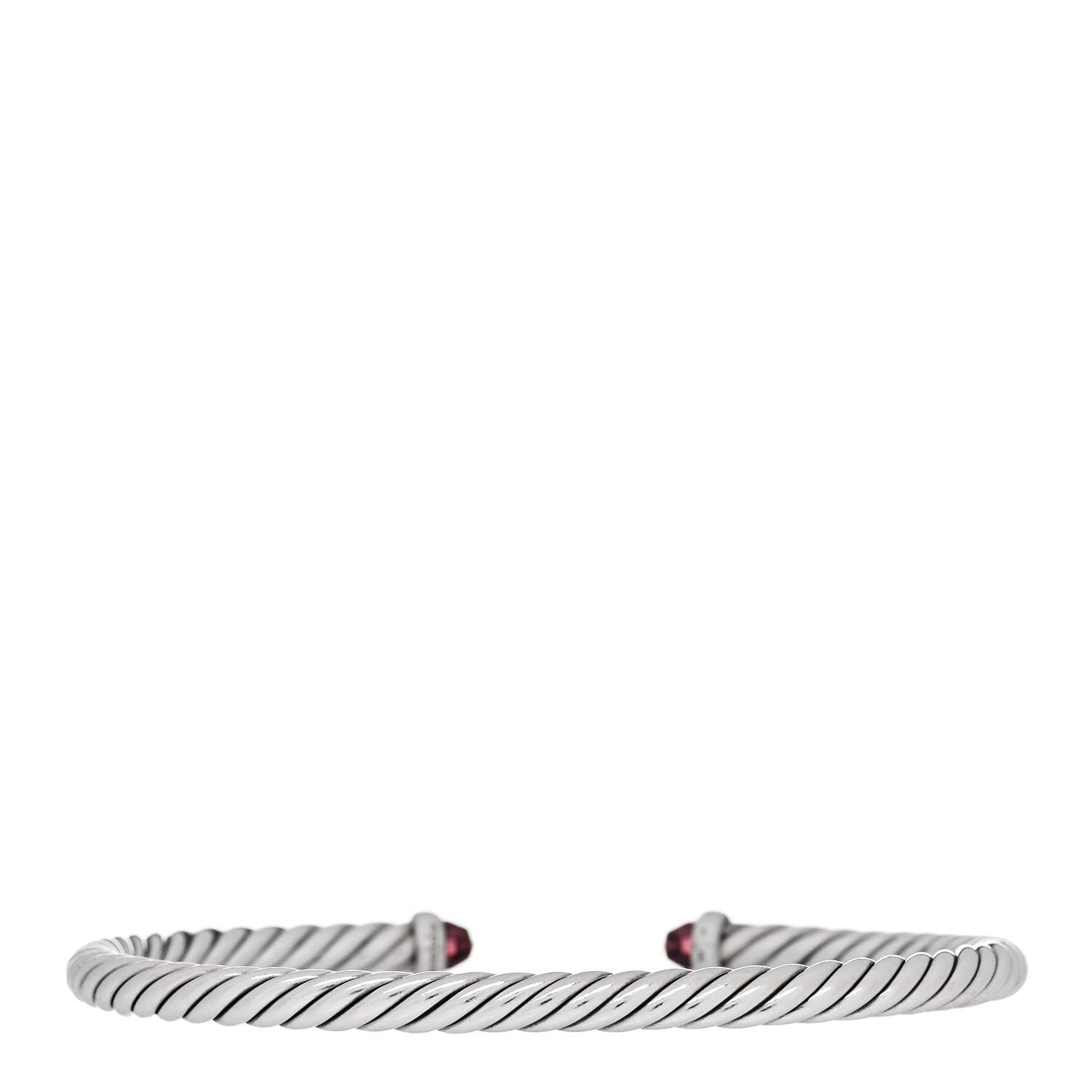 David Yurman Sterling Silver 14K Yellow Gold Garnet 4mm Cable Classics Bracelet 2 of 4
