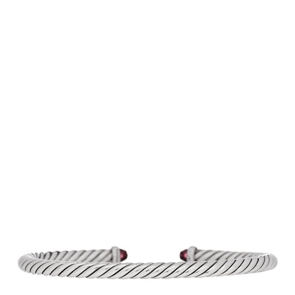 David Yurman Sterling Silver 14K Yellow Gold Garnet 4mm Cable Classics Bracelet 2 of 4