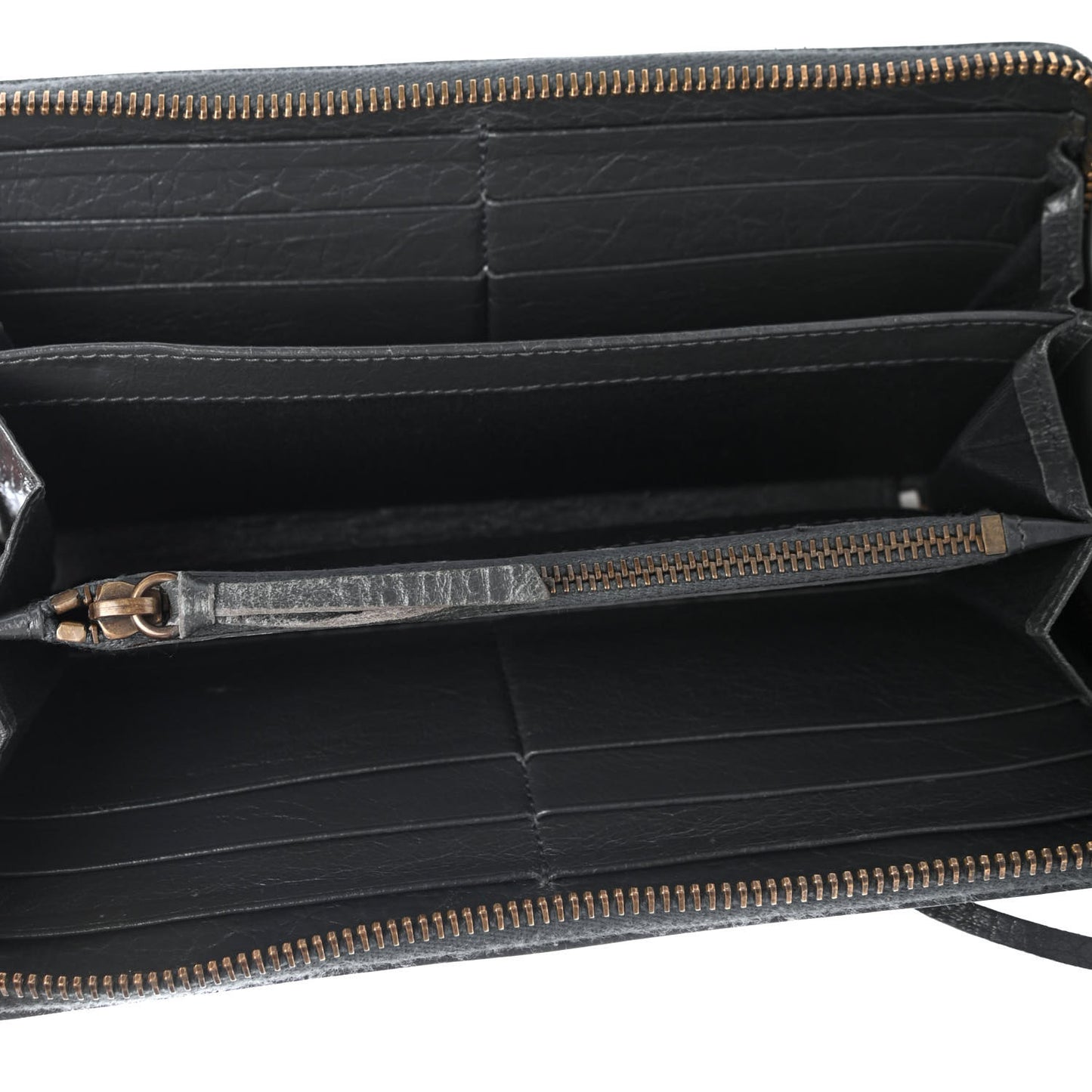 Agneau Classic Gold Hardware Continental Zip Around Wallet Gris Fossile