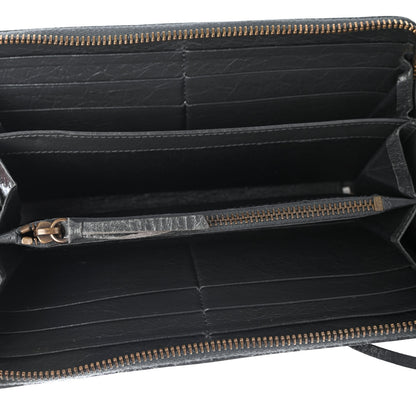 Balenciaga Agneau Classic Gold Hardware Continental Zip Around Wallet Gris Fossile 4 of 4