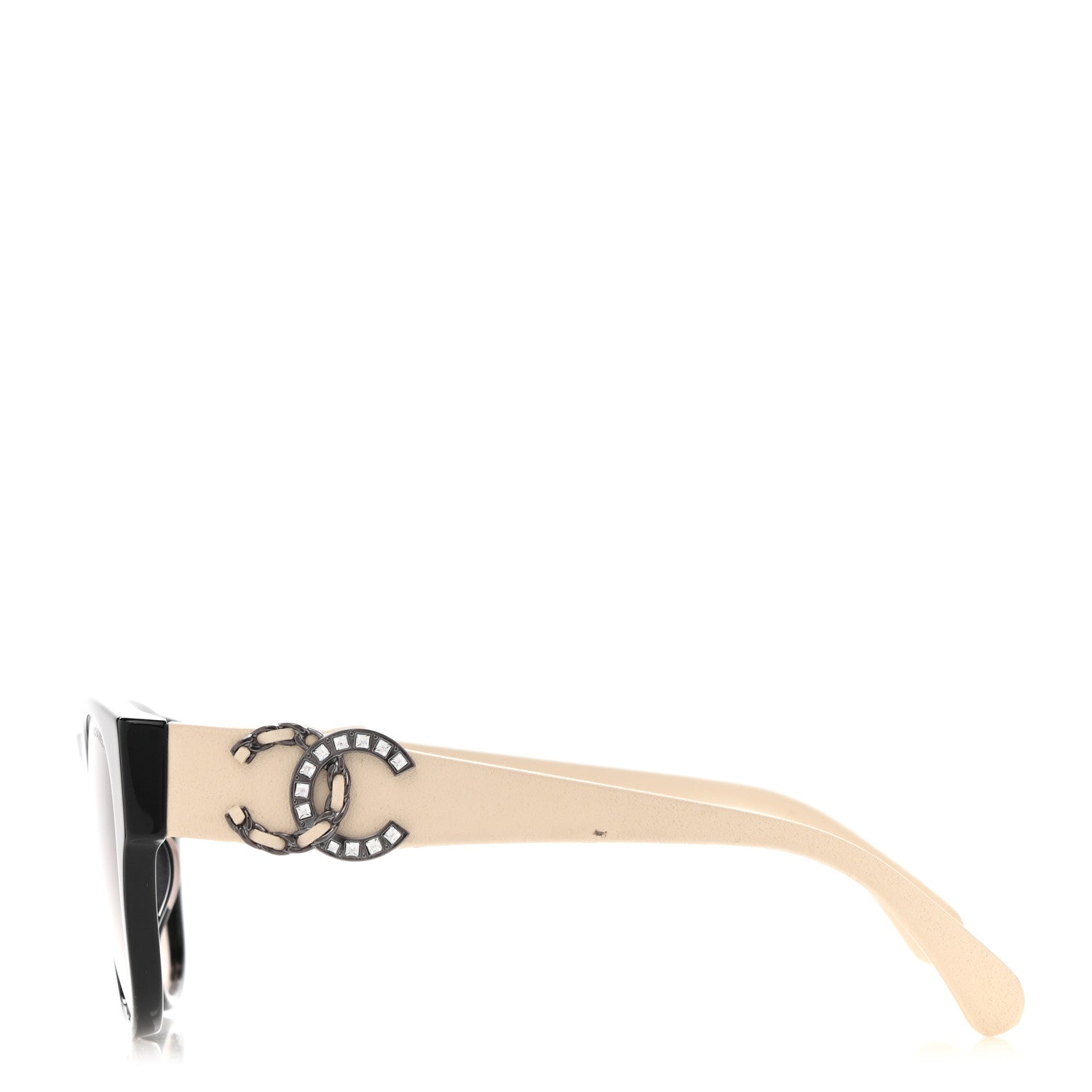Chanel Crystal Lambskin CC Sunglasses 5455-Q-B Black Beige 3 of 9