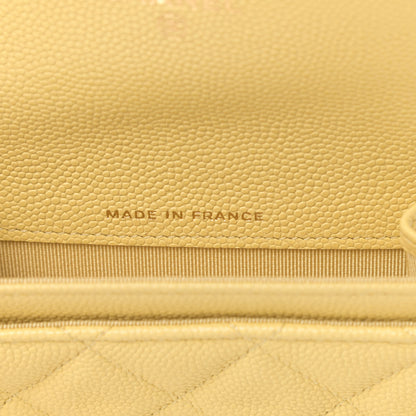 Chanel Caviar Quilted Flap Card Holder Wallet Yellow 7 of 8