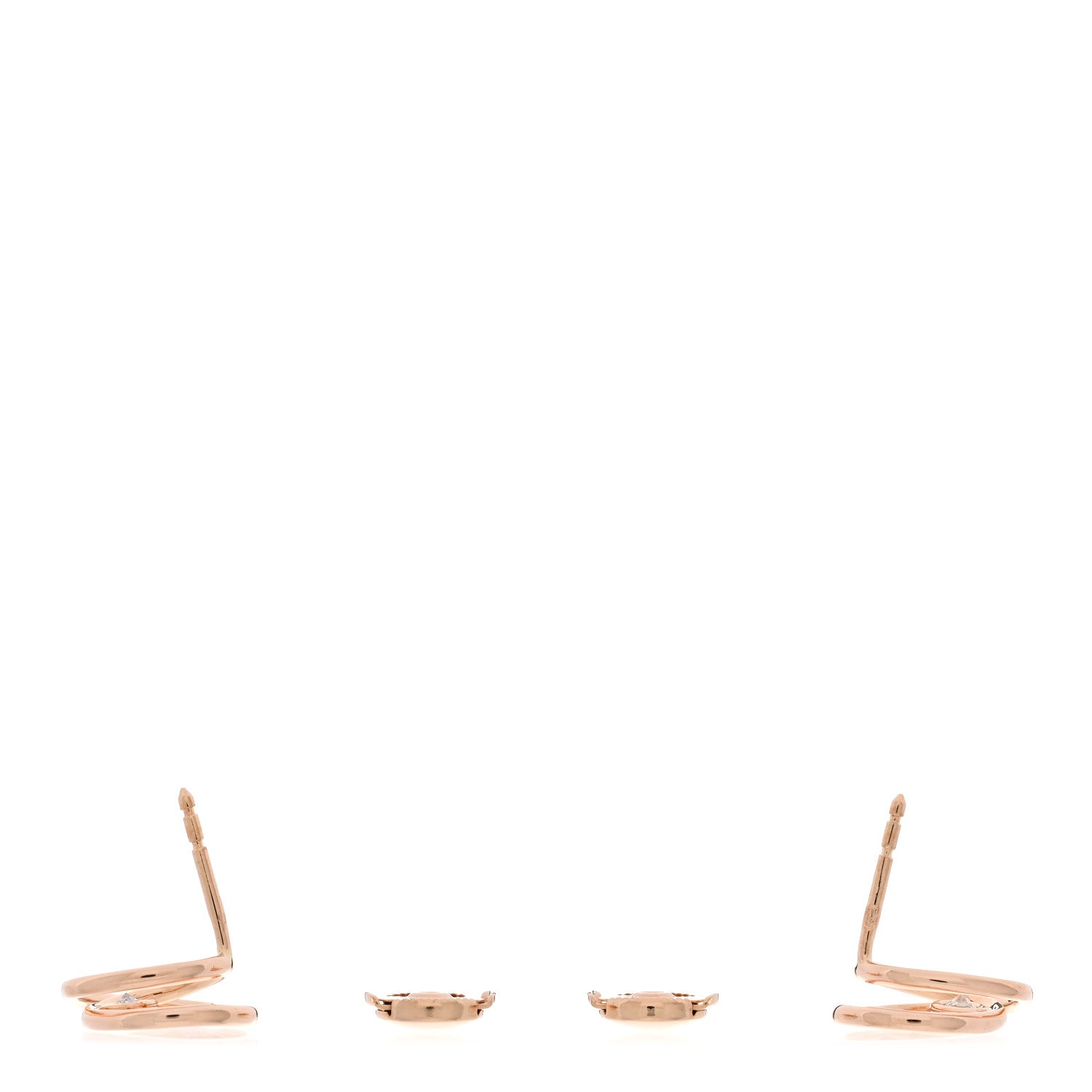 Hermes 18K Rose Gold Diamond TPM Vertige Coeur Earrings 3 of 5