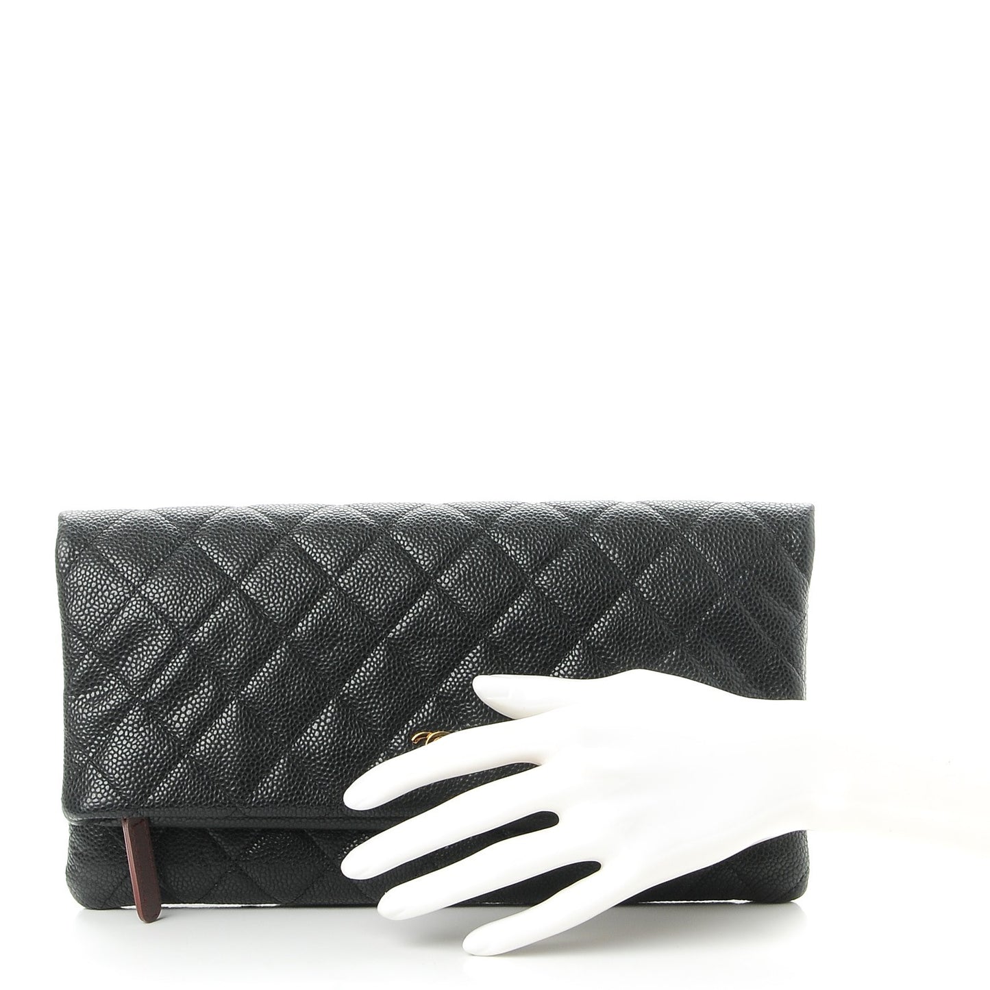 Caviar Quilted CC Beauty Clutch Black