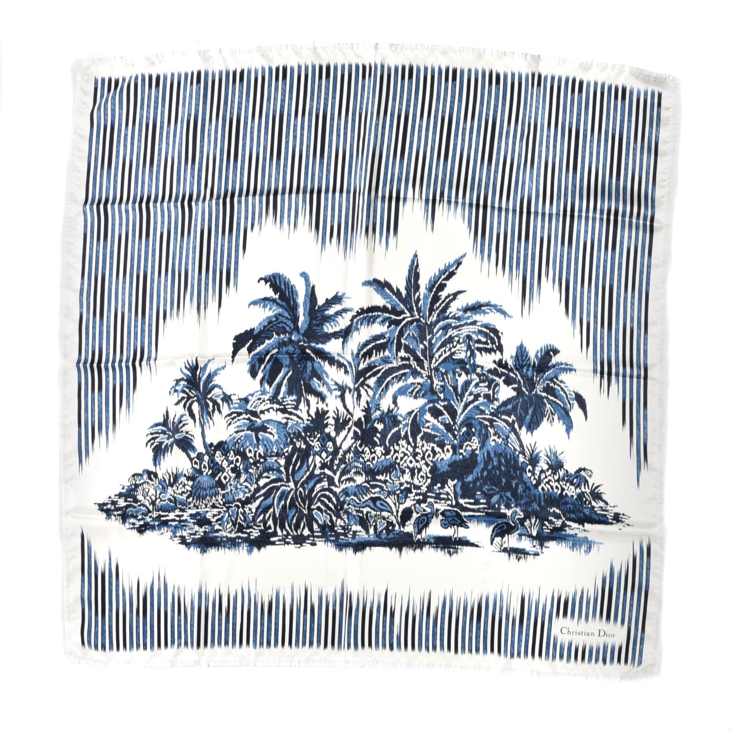 Silk Twill Dior Palms Square Scarf Blue
